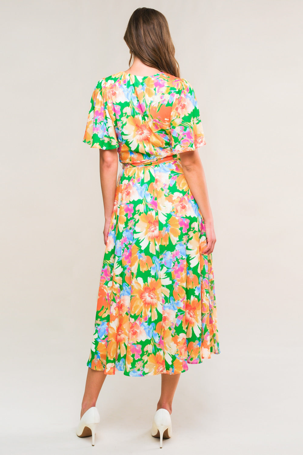 EFFERVESCENT LOVE TRUE WRAP MIDI DRESS Flying Tomato